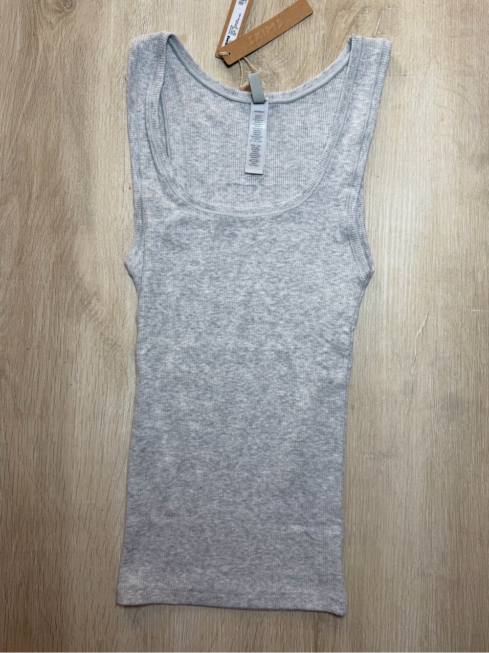 SKIMS Skims Cotton Rib Long Tank in Light Heather Grey - Picture 2 of 6